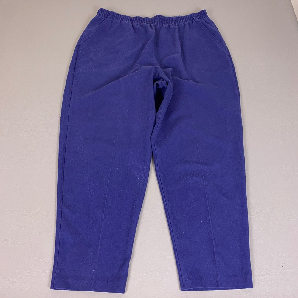 Vintage Pants Women's 20W The Season Ticket Blue Elastic Waist Straight Leg USA‎